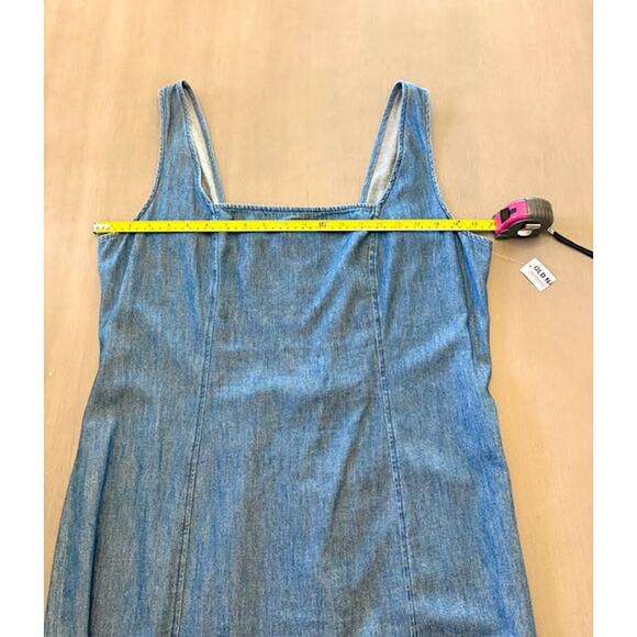 Old Navy Denim Chambray Midi Dress XL Blue Smocked Back Square Neck Cottagecore - Picture 11 of 15